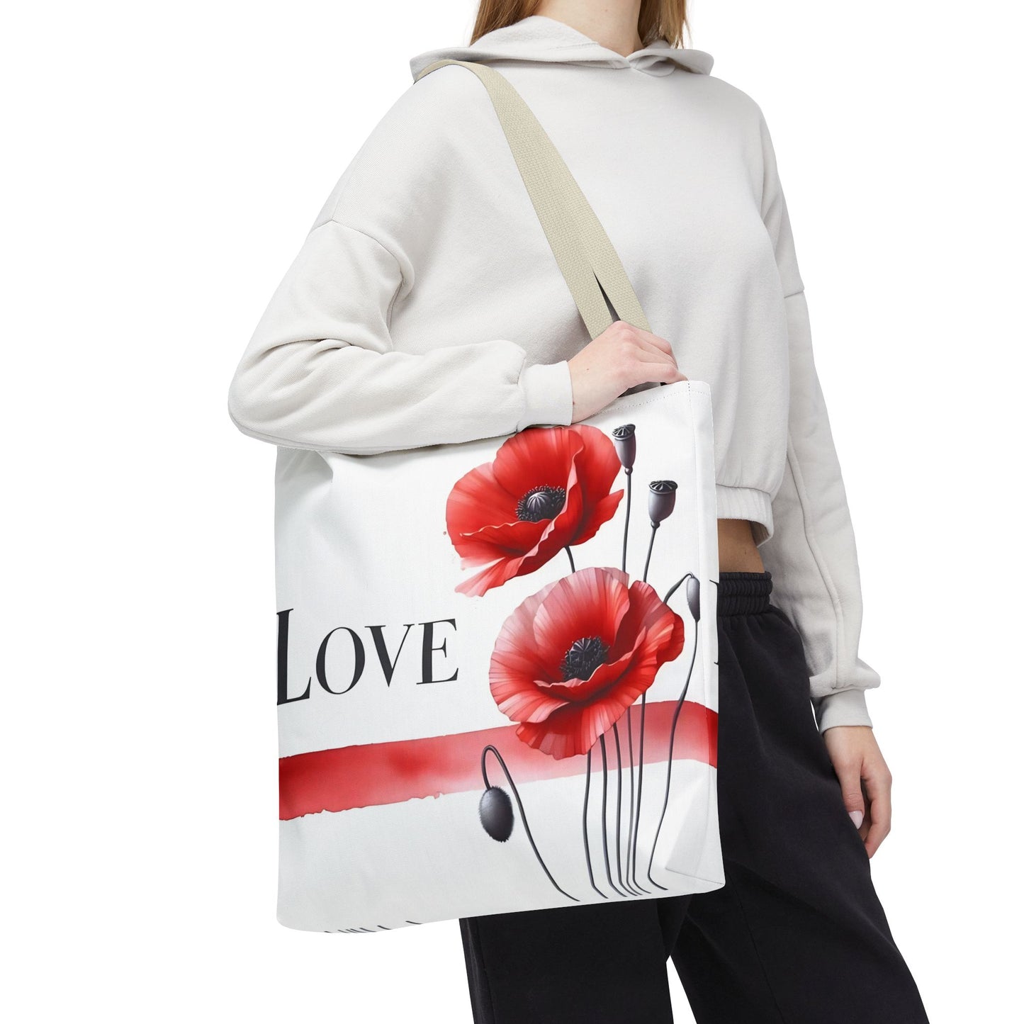 ❤️ Bolso Tote Floral Rojo “Love” – Atrevido, Hermoso y Lleno de Corazón