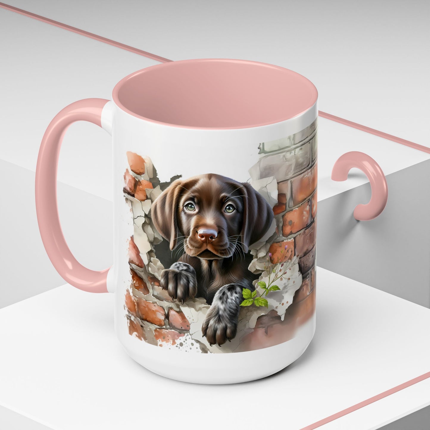 🐶🍫 Chocolate Lab Puppy Accent Mug – Sweet Brown Pup Coffee Cup ☕💛