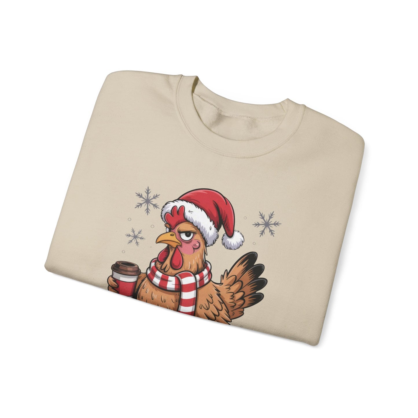 🎄 Grumpy Christmas Chicken Sweatshirt – Funny Holiday Coffee Lover Crewneck