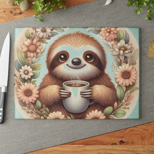 🦥☕ Cozy Sloth Coffee Cutting Board – Sweet Morning Vibes for Your Kitchen