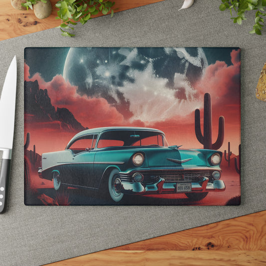 🌵 Retro Desert Night Car Cutting Board – Vintage Vibes for Your Kitchen 🚗