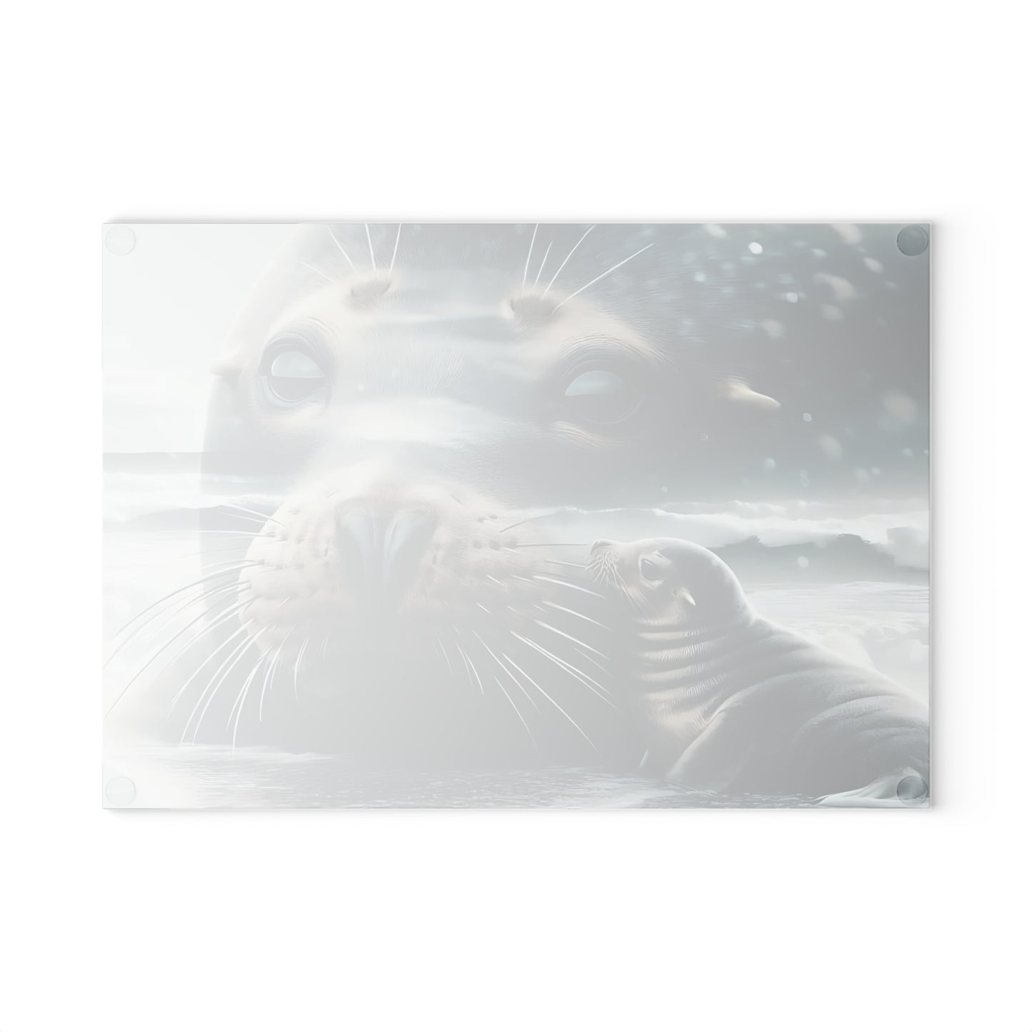 🦭❄️ Seal & Pup Motherhood Cutting Board – Ocean Love & Winter Serenity 🌊💙