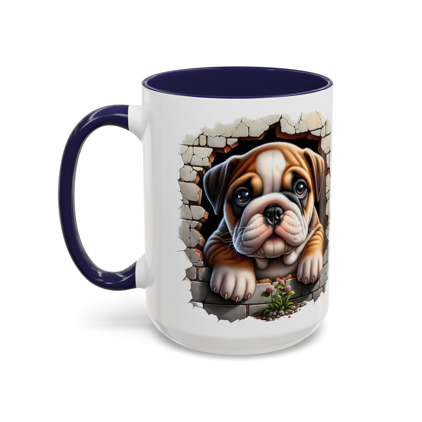 🎀🐶 English Bulldog Puppy Accent Mug – Cute Peek-Through Dog Design for Animal Lovers ☕💖