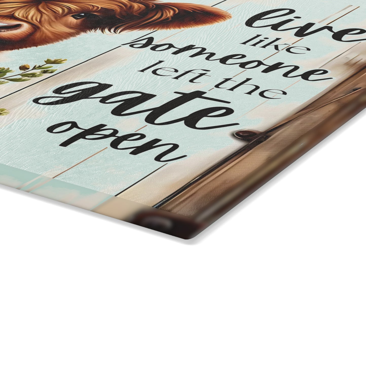 🐮🌻 Highland Cow Sunflower Cutting Board – Rustic Farmhouse Charm with Inspirational Quote 🌼🌹