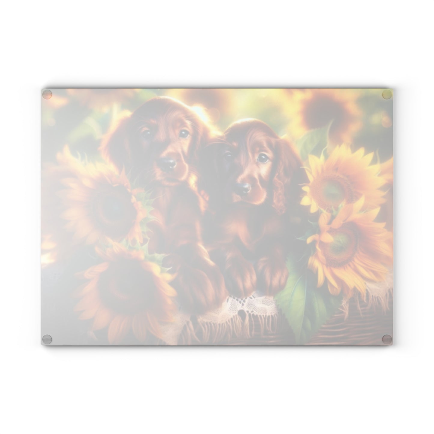 🐾 Sunflower Setter Pups Cutting Board – Golden Blooms & Puppy Love for Your Kitchen