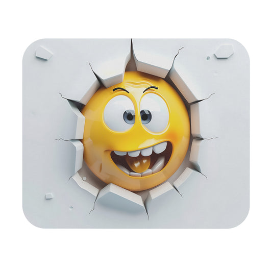 🖱️🤪🧱 3D Smash Emoji Mouse Pad – Goofy Grin Through the Wall
