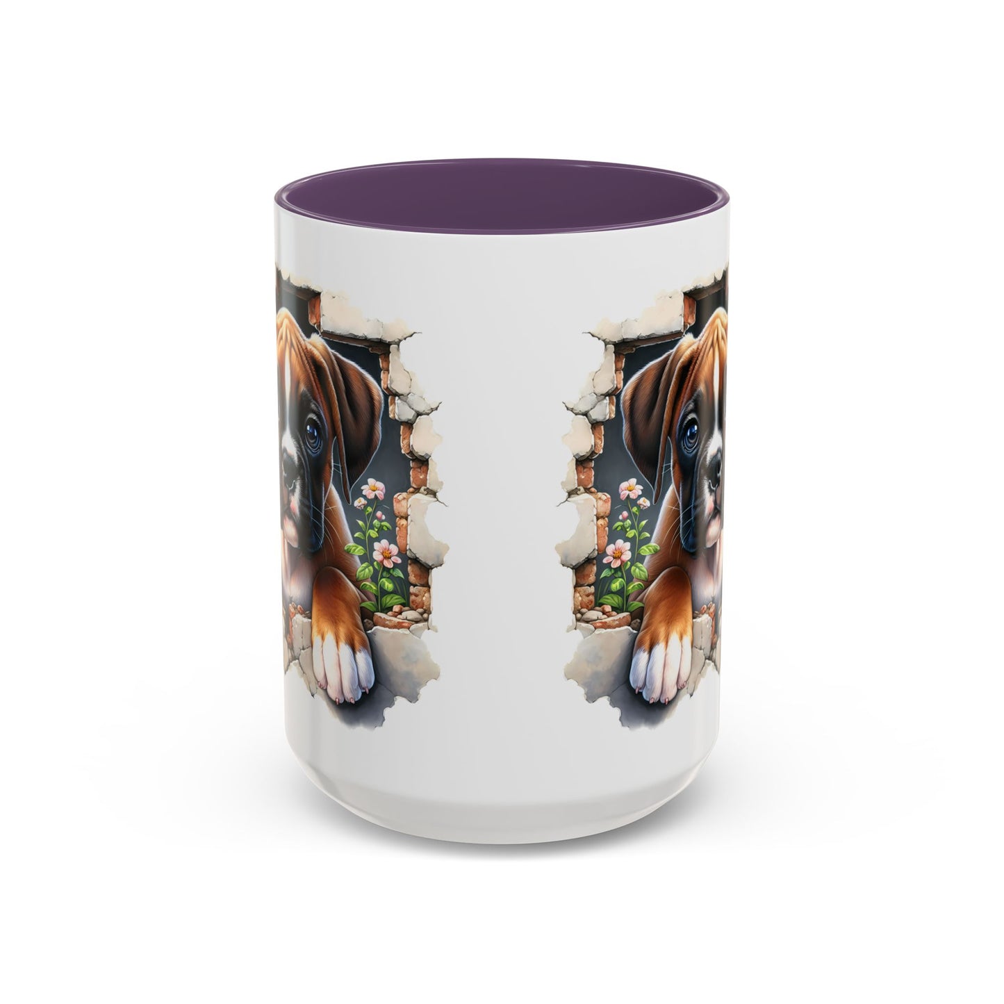 🐶☕ Boxer Puppy Peek Accent Mug – Adorable Dog Lover Gift ✨💛