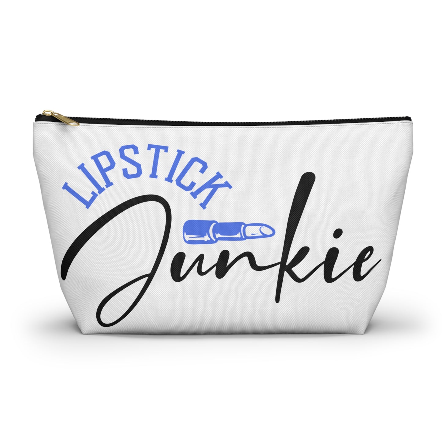 Accessory Pouch – "Lipstick Junkie" Blue Makeup Bag