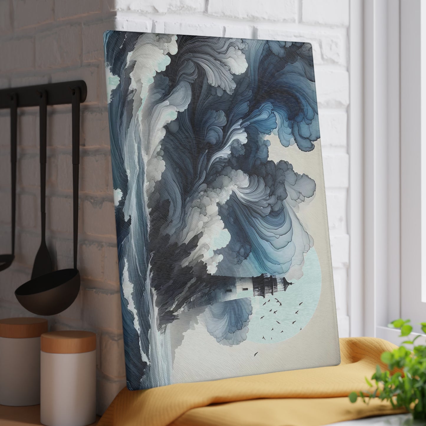 Lighthouse Cutting Board, Charcuterie Board, unique cutting board, Tempered Glass Cutting Board, Housewarming Gift, Custom cutting board