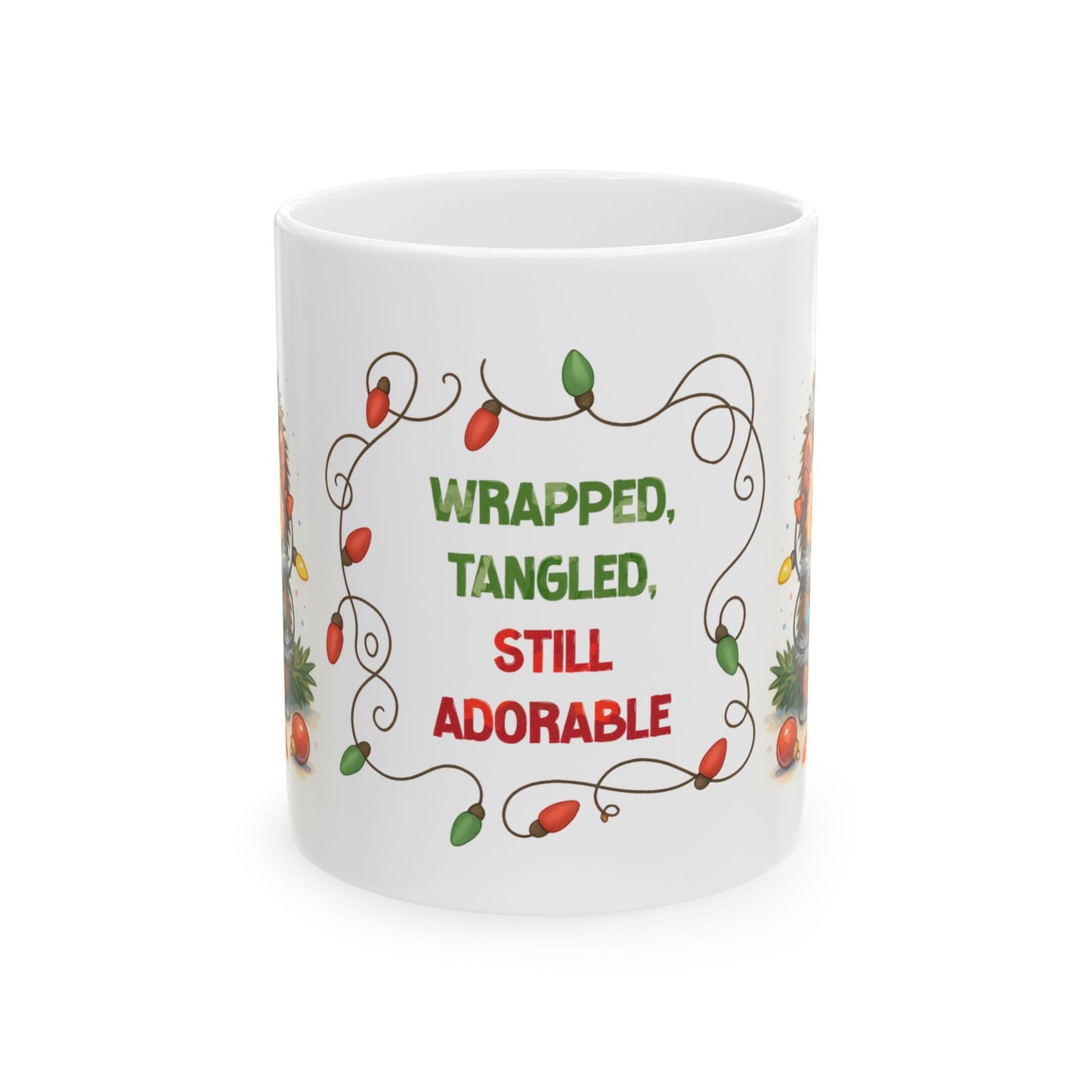 🦔🎄 Wrapped, Tangled, Still Adorable Hedgehog Mug – Cute Christmas Coffee Cup ✨☕