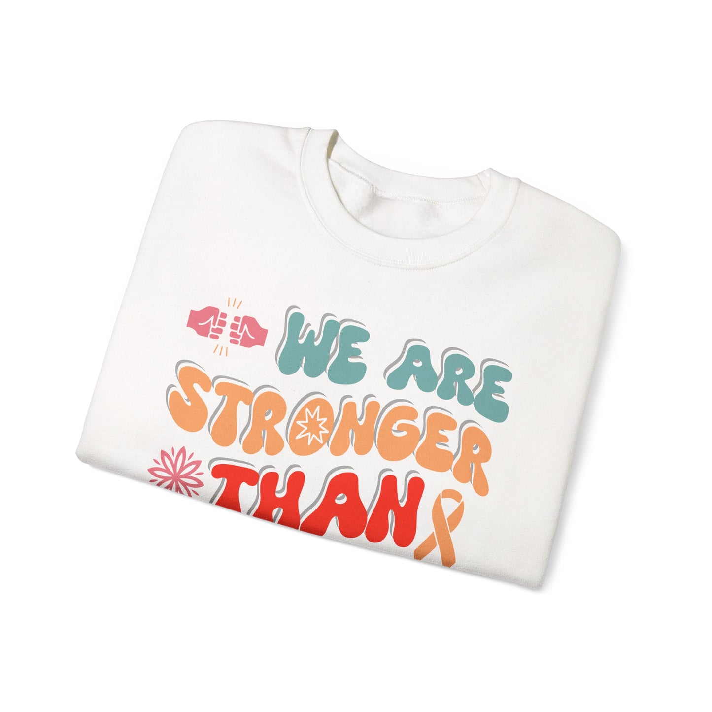 💪🌸 We Are Stronger Than Cancer Sweatshirt – Retro Breast Cancer Awareness Crewneck