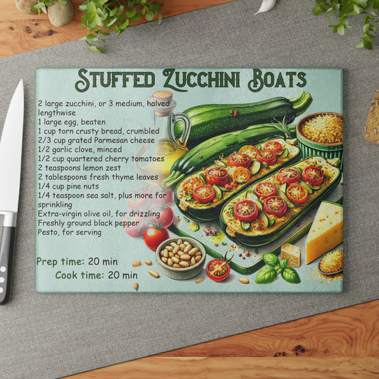 🥒 Stuffed Zucchini Boats – Fresh and Fun Kitchen Cutting Board