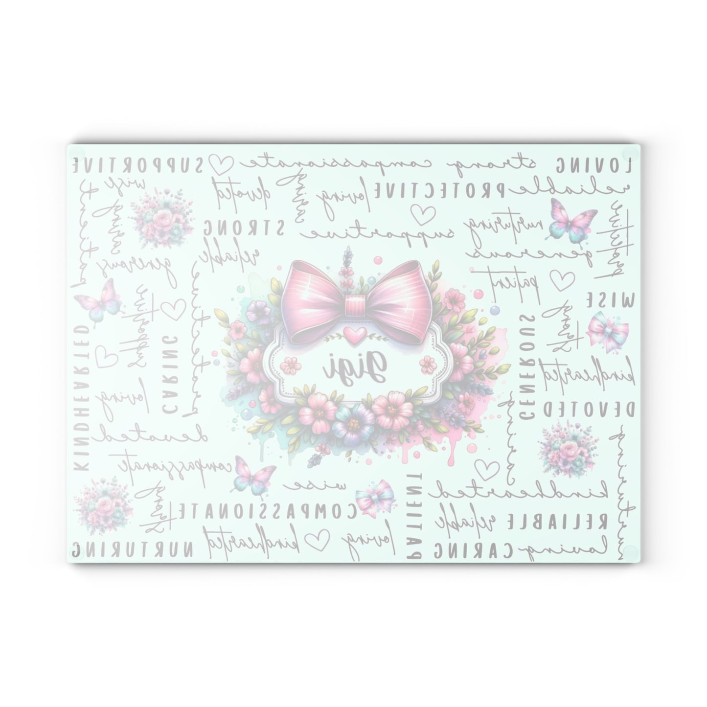 🐇🌸 Gigi Pink Bow Floral Cutting Board – Heartfelt Kitchen Décor Gift 🎀🦋