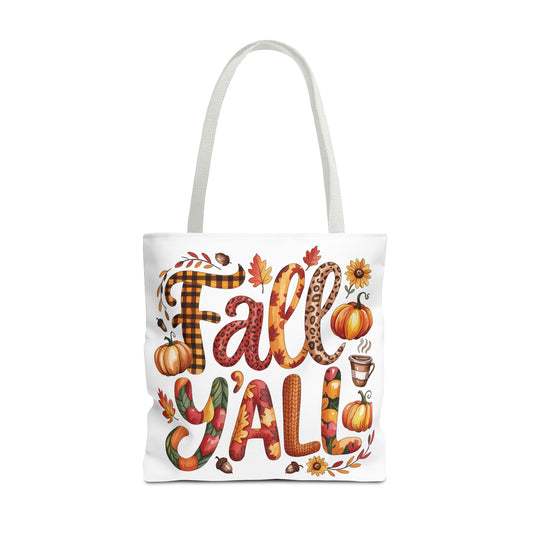 🎃 Fall Y’all Tote Bag – Bold Prints, Cozy Coffee & Pumpkin Cheer 🍂