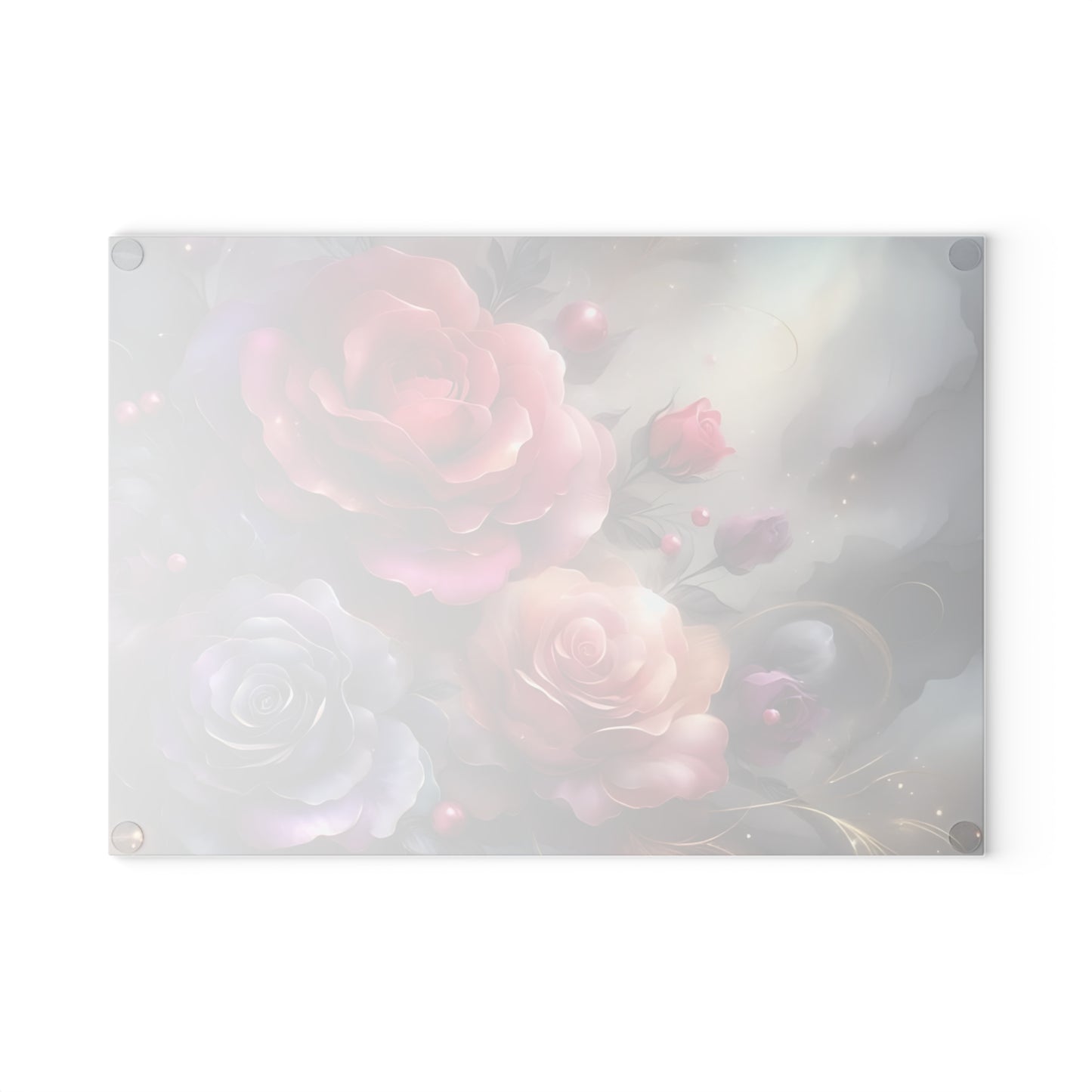 Tabla de cortar de vidrio templado con rosas elegantes: decoración floral para la cocina, regalo único, tabla de cortar de vidrio, tabla para charcutería, tabla de cortar personalizada, flores