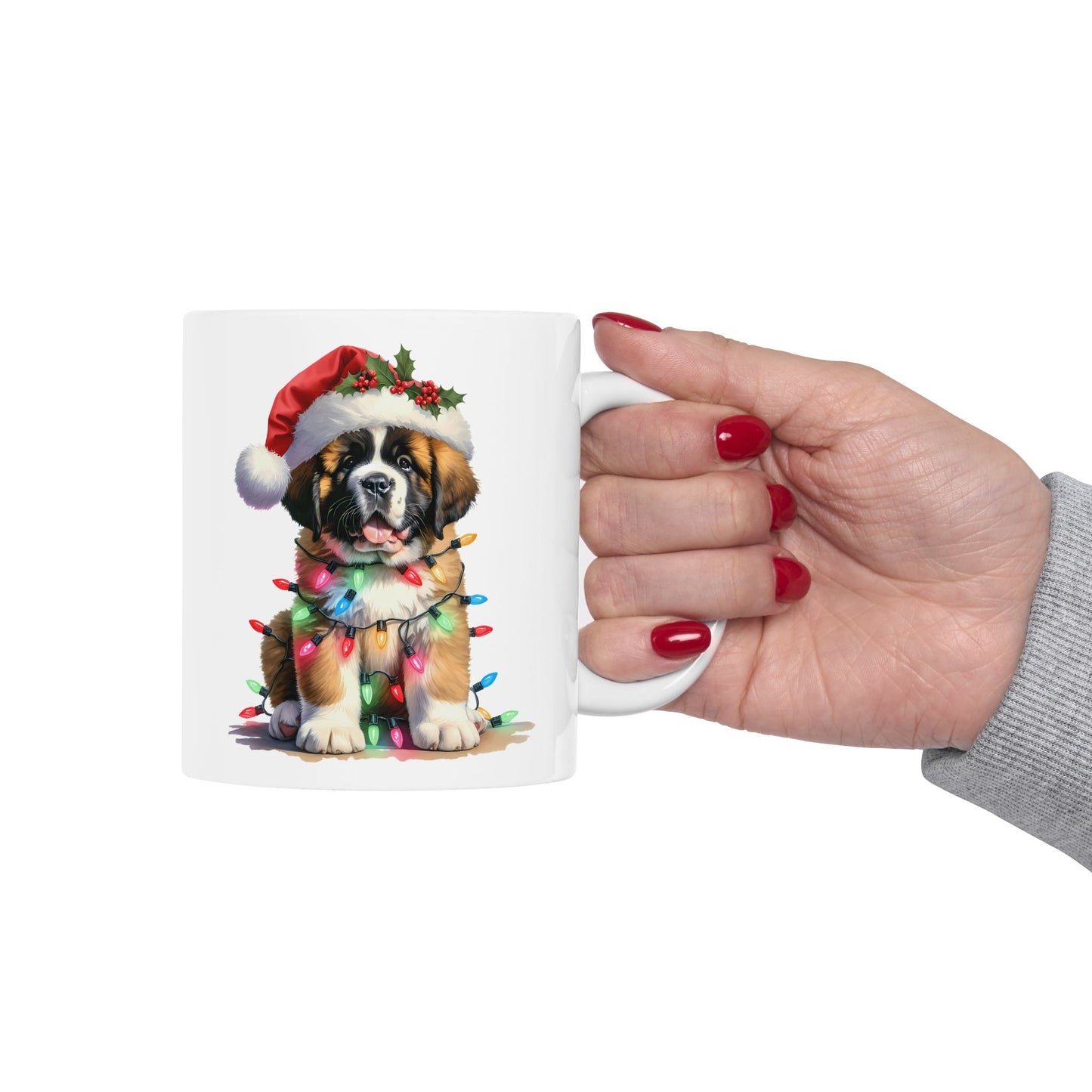 🎄 Saint Bernard Christmas Lights Mug – Festive Cheer with a Fluffy Twist 🐶