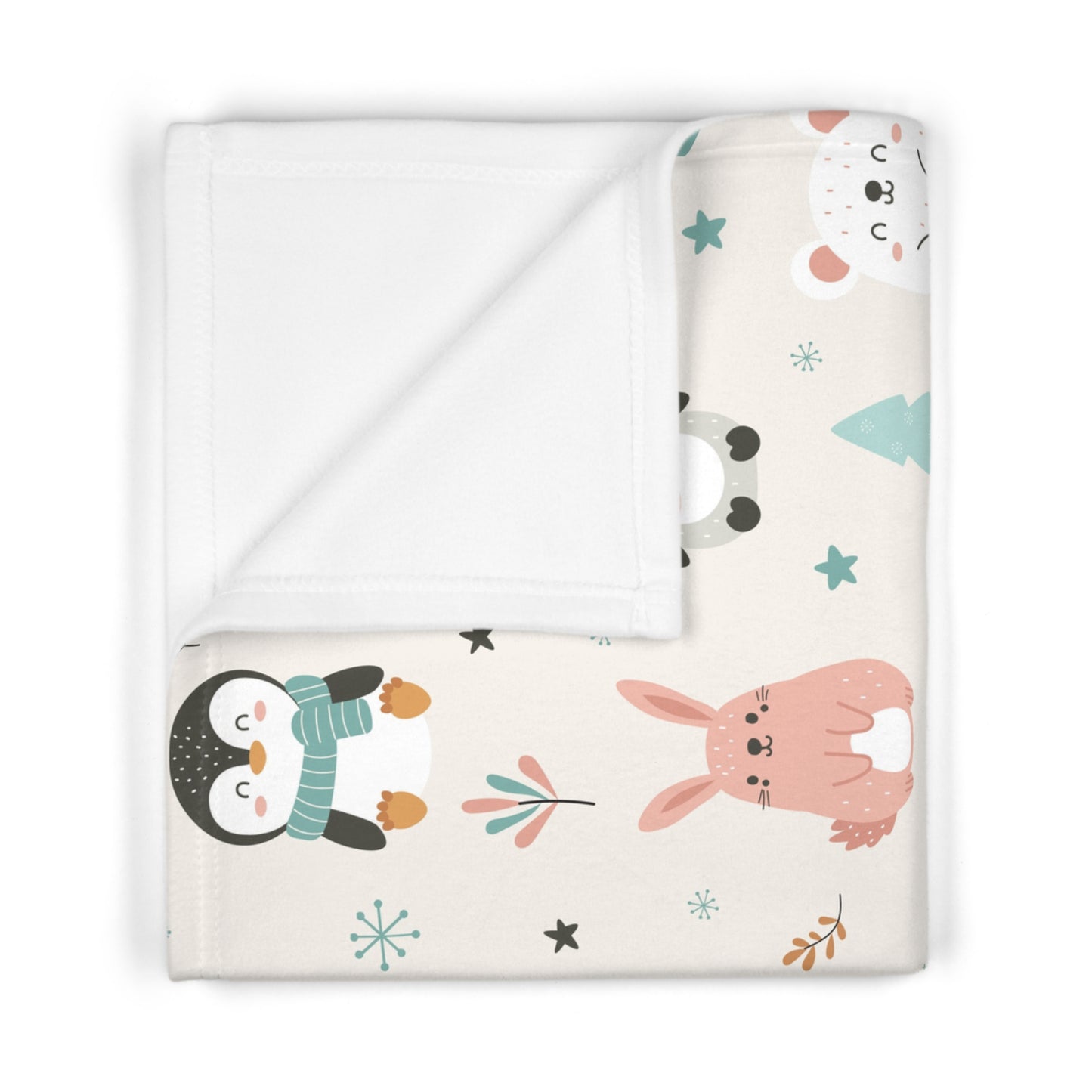 Winter Woodland Friends Baby Blanket – Ultra-Soft Fleece 30″×40″ | Penguins, Reindeer, Bunny & Bear