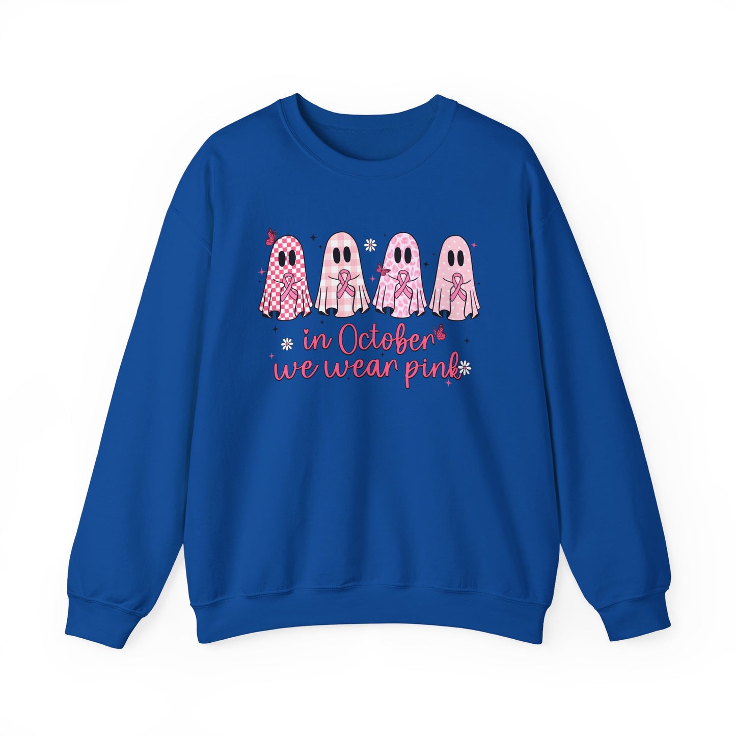 🎀👻 In October We Wear Pink Sweatshirt – Breast Cancer Awareness Halloween Ghosts