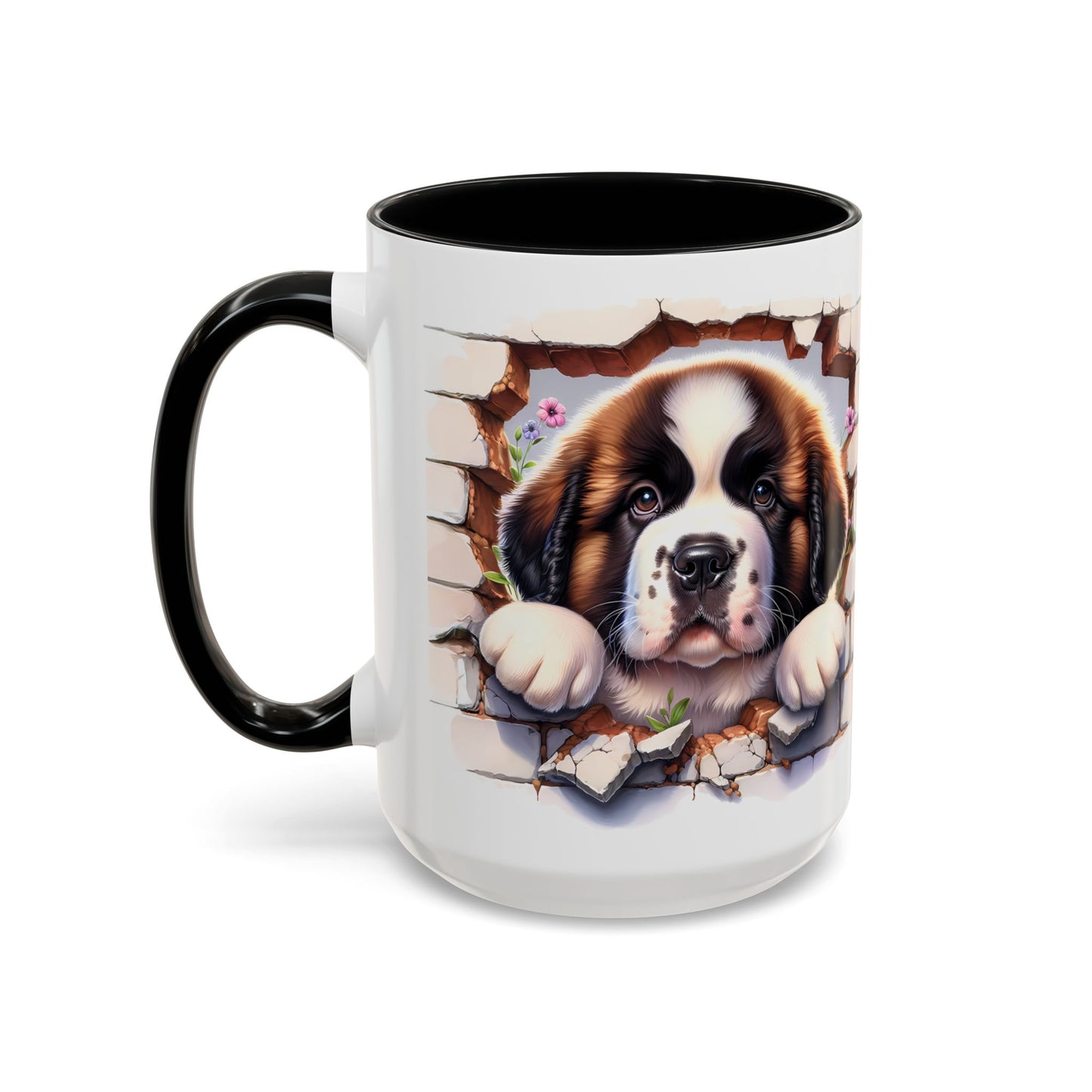 🐾☕ St. Bernard Puppy Peek Accent Mug – Gentle Giant Pup Lover Gift ✨❤️