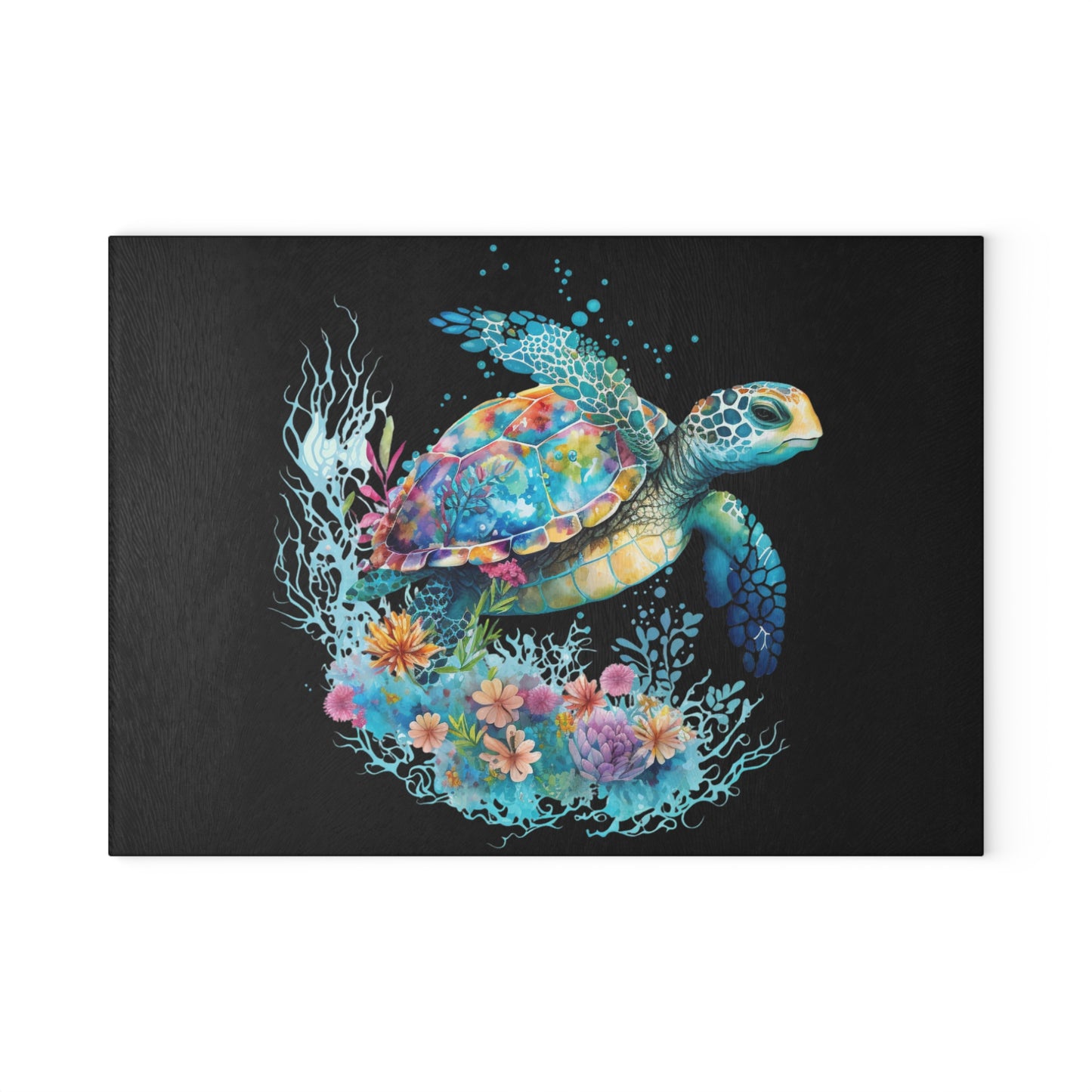 Sea Turtle Glass Cutting Board | Coastal Ocean Vibes Kitchen Decor