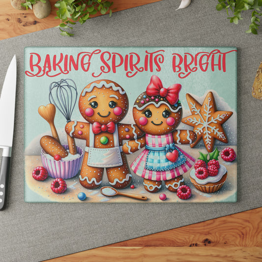 🍪✨ Baking Spirits Bright Gingerbread Couple Cutting Board ✨🍪