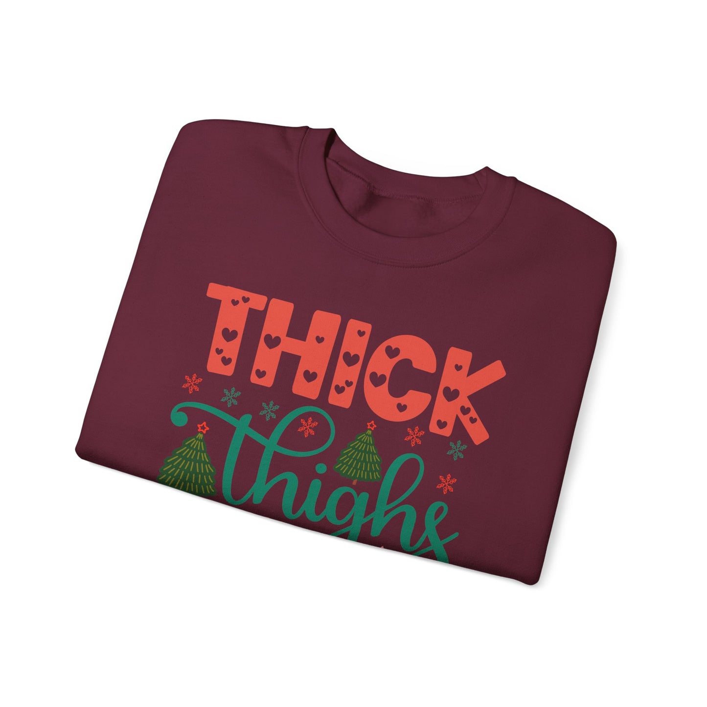 🎄💖 Thick Thighs & Christmas Vibes Crewneck – Cute, Confident & Cozy