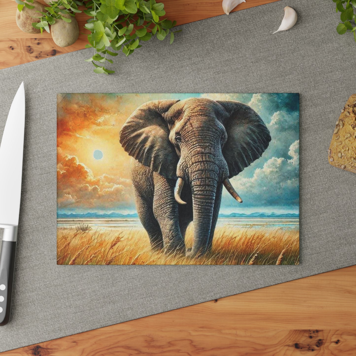 Tabla de cortar de vidrio con forma de elefante, regalo de boda, decoración de cocina única, decoración de cocina con forma de elefante, regalo de fin de vida, regalo para amantes de los elefantes, personalizado