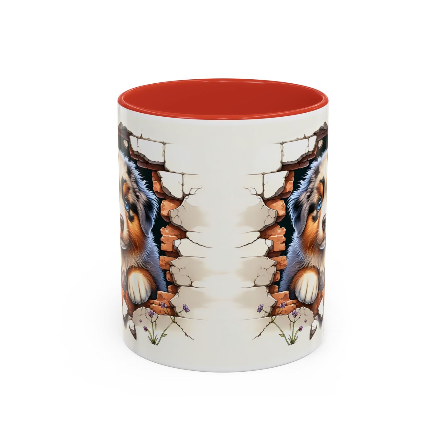 🐾☕ Australian Shepherd Puppy Peek Accent Mug – Blue-Eyed Beauty Dog Lover Gift ✨💙