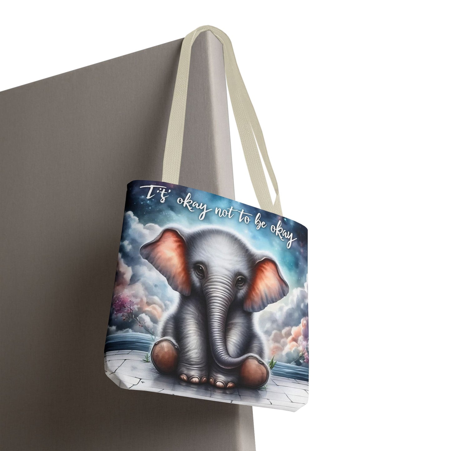 Bolsa de mano con elefante “Está bien no estar bien”: un suave recordatorio con un diseño delicado y caprichoso.