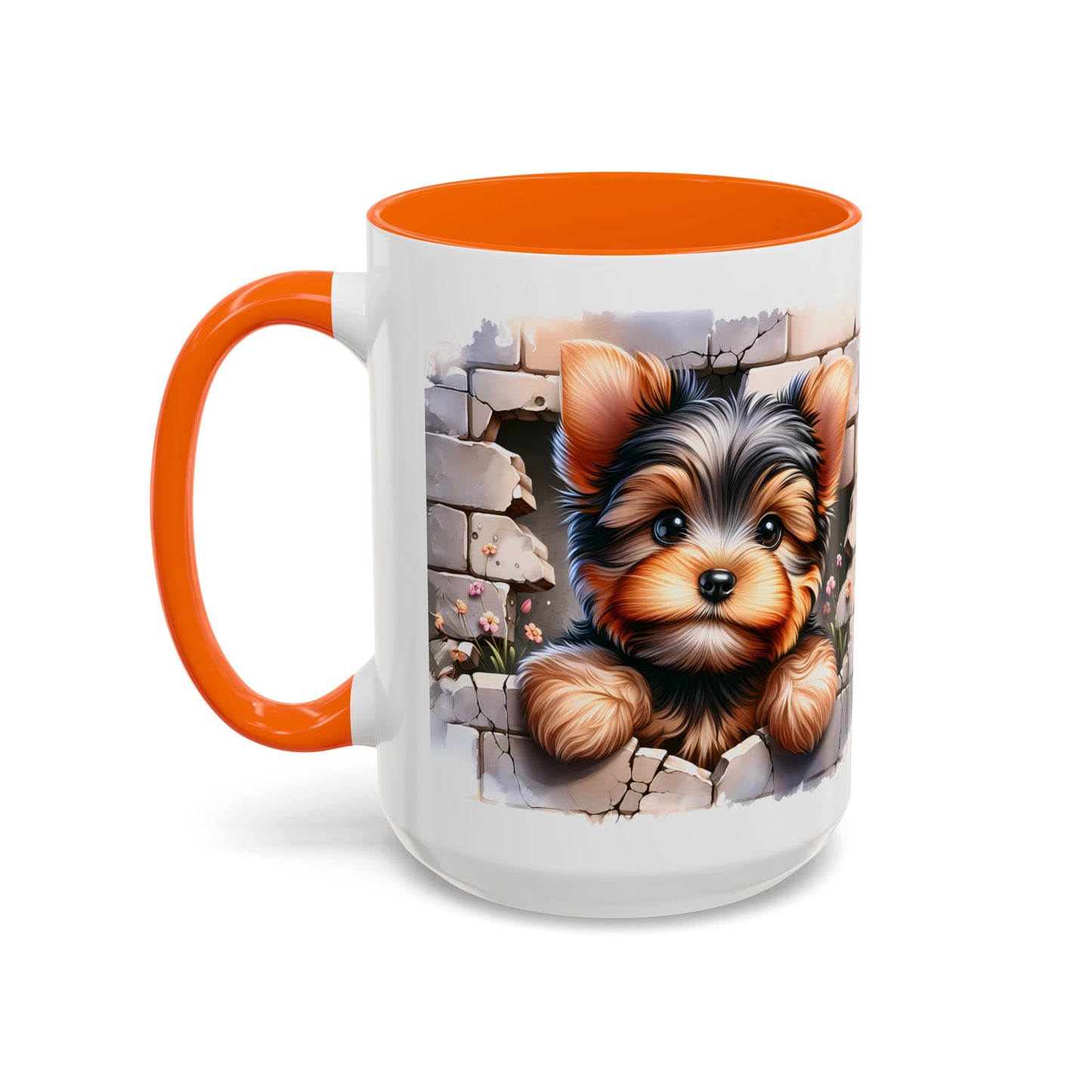 🎀🐶 Yorkie Puppy Accent Mug – Cute Peek-Through Dog Design for Animal Lovers ☕💖