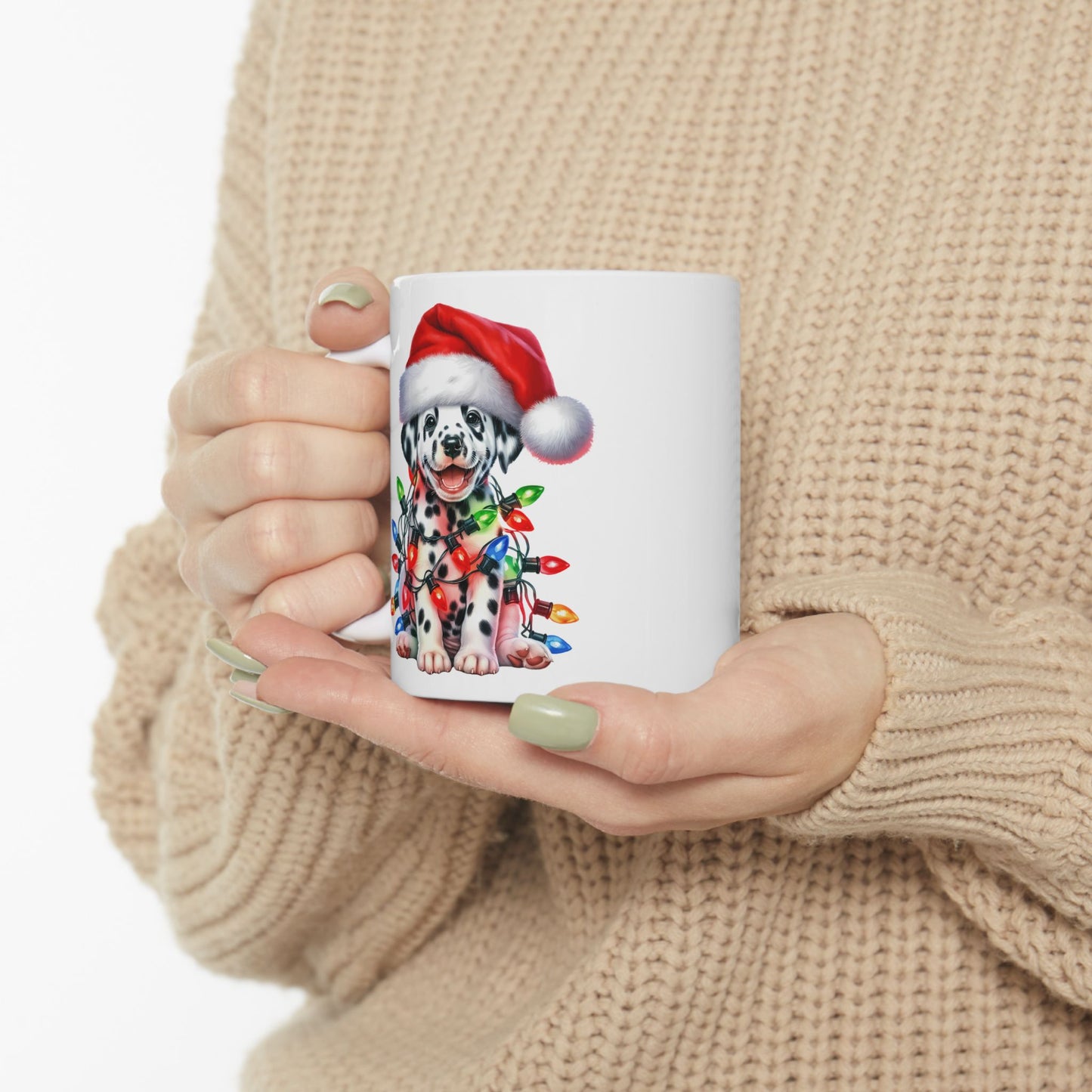 Dalmatian Christmas Lights Mug – Personalized Holiday Cheer in Every Sip 🎅🌟