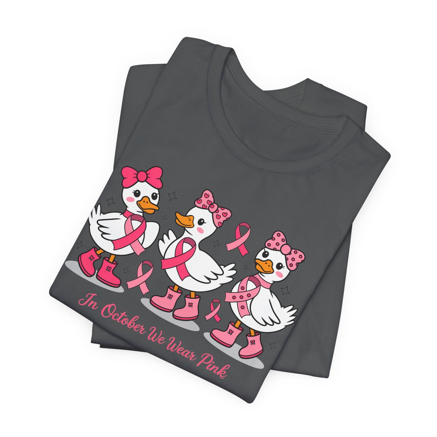 🎀🦆 In October We Wear Pink Duck T-Shirt – Cute Breast Cancer Awareness Tee 💖✨