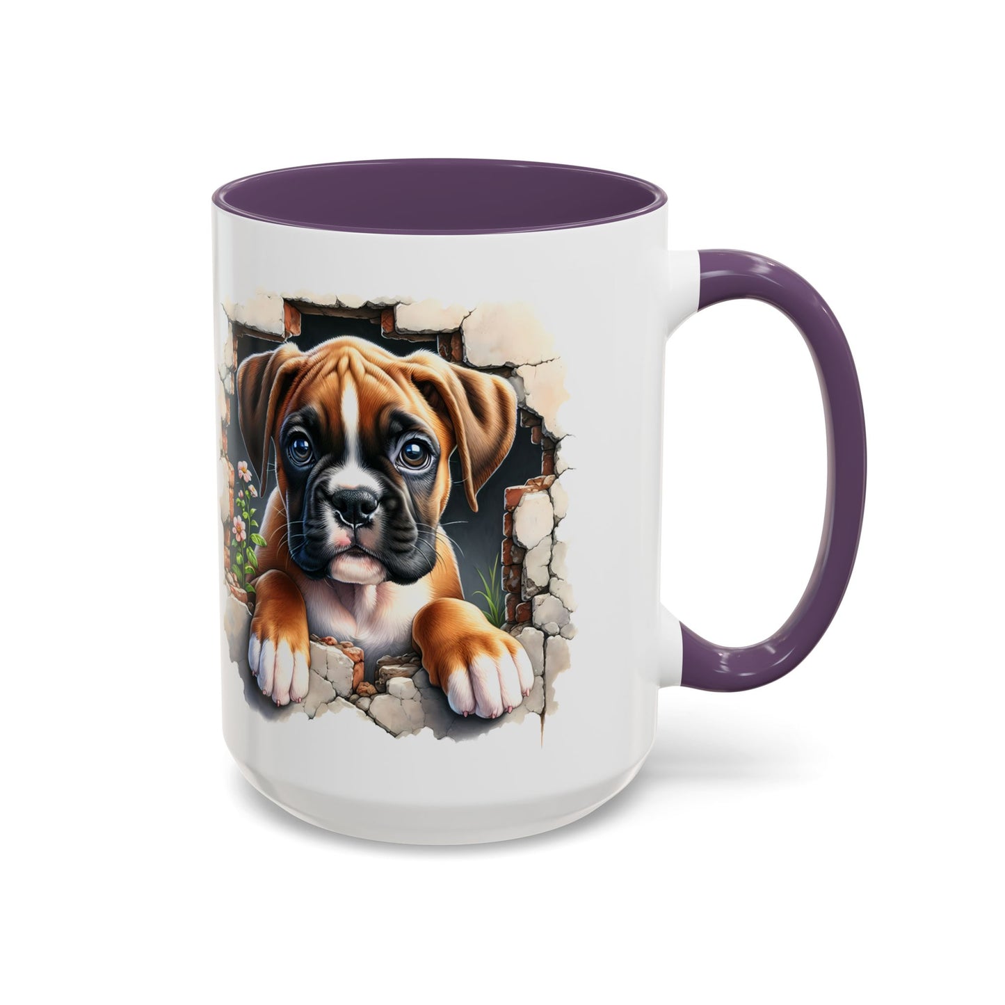 🐶☕ Boxer Puppy Peek Accent Mug – Adorable Dog Lover Gift ✨💛