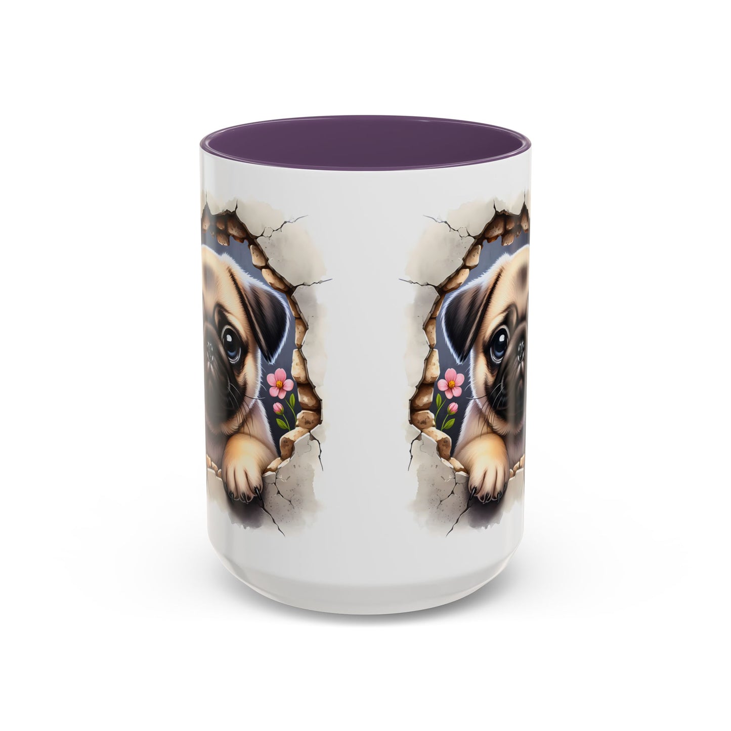 🐾💛 Pug Puppy Accent Mug – Cute Wrinkly Pug Coffee Cup ☕✨