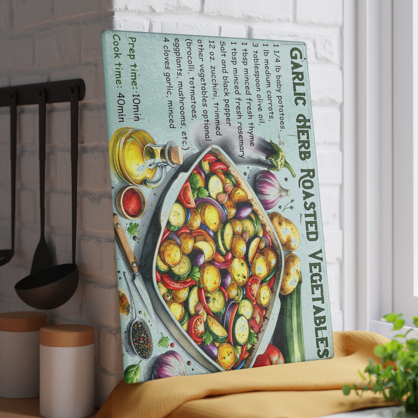 🥔🌿 Garlic Herb Roasted Vegetables Cutting Board – Flavorful Kitchen Art for Everyday Cooking 🍅
