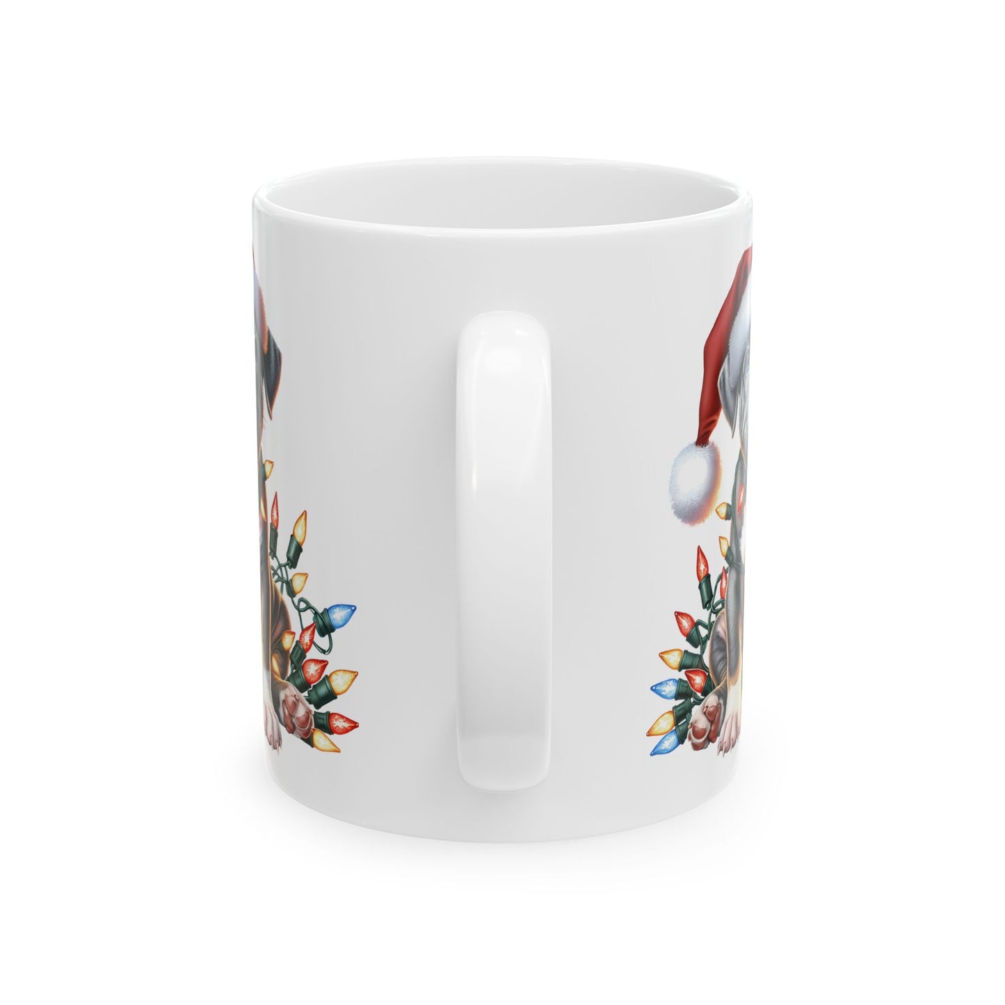 🎄 Pitbull Christmas Lights Mug – Holiday Cheer for Dog Lovers 🐾