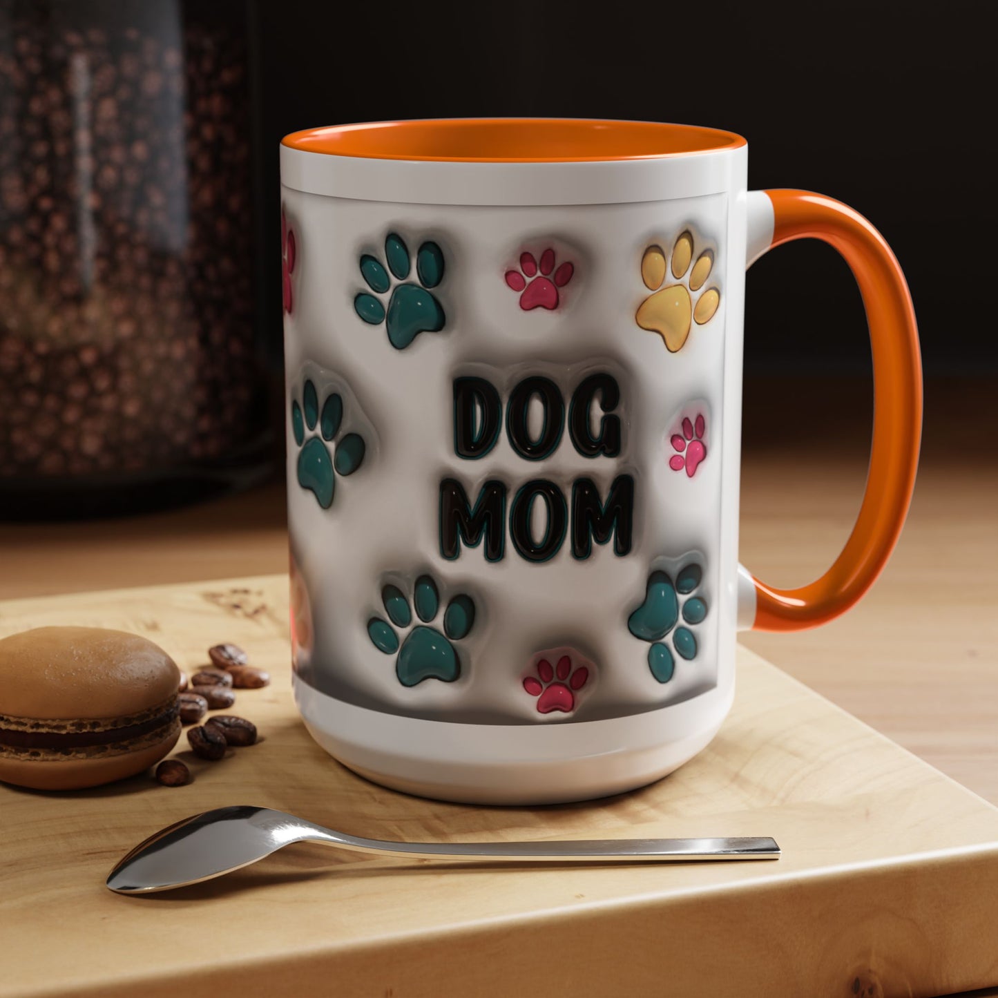 Dog Mom Accent Mug – Colorful Paw Print Cup for Proud Pet Parents