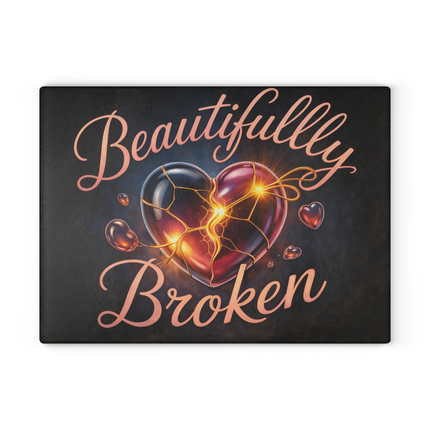 Golden Heart Resilience Glass Cutting Board – Kintsugi-Inspired Love & Strength Kitchen Decor