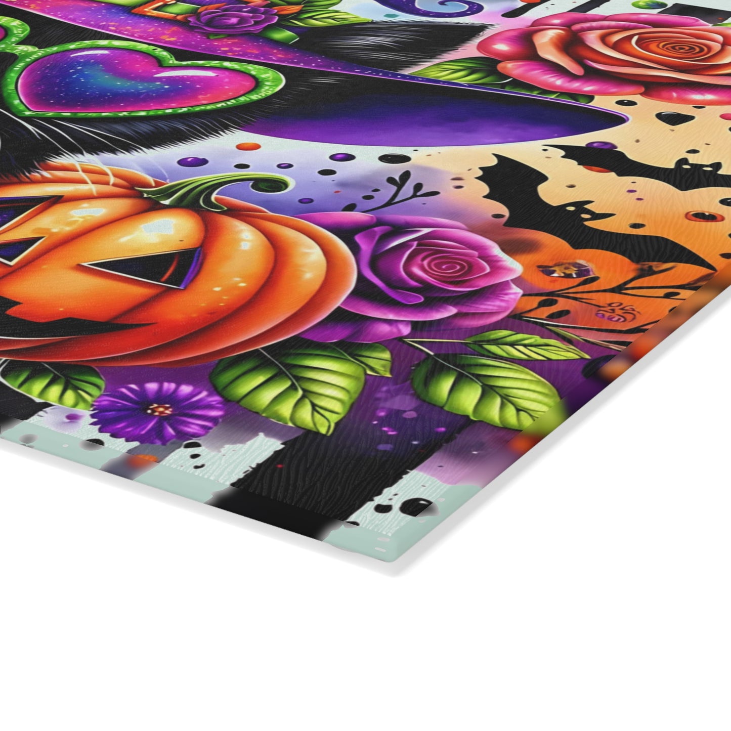 🐾🎃 Paws & Pumpkins Halloween Cat Cutting Board – Spooky Glam with Witchy Charm 🦇🌹