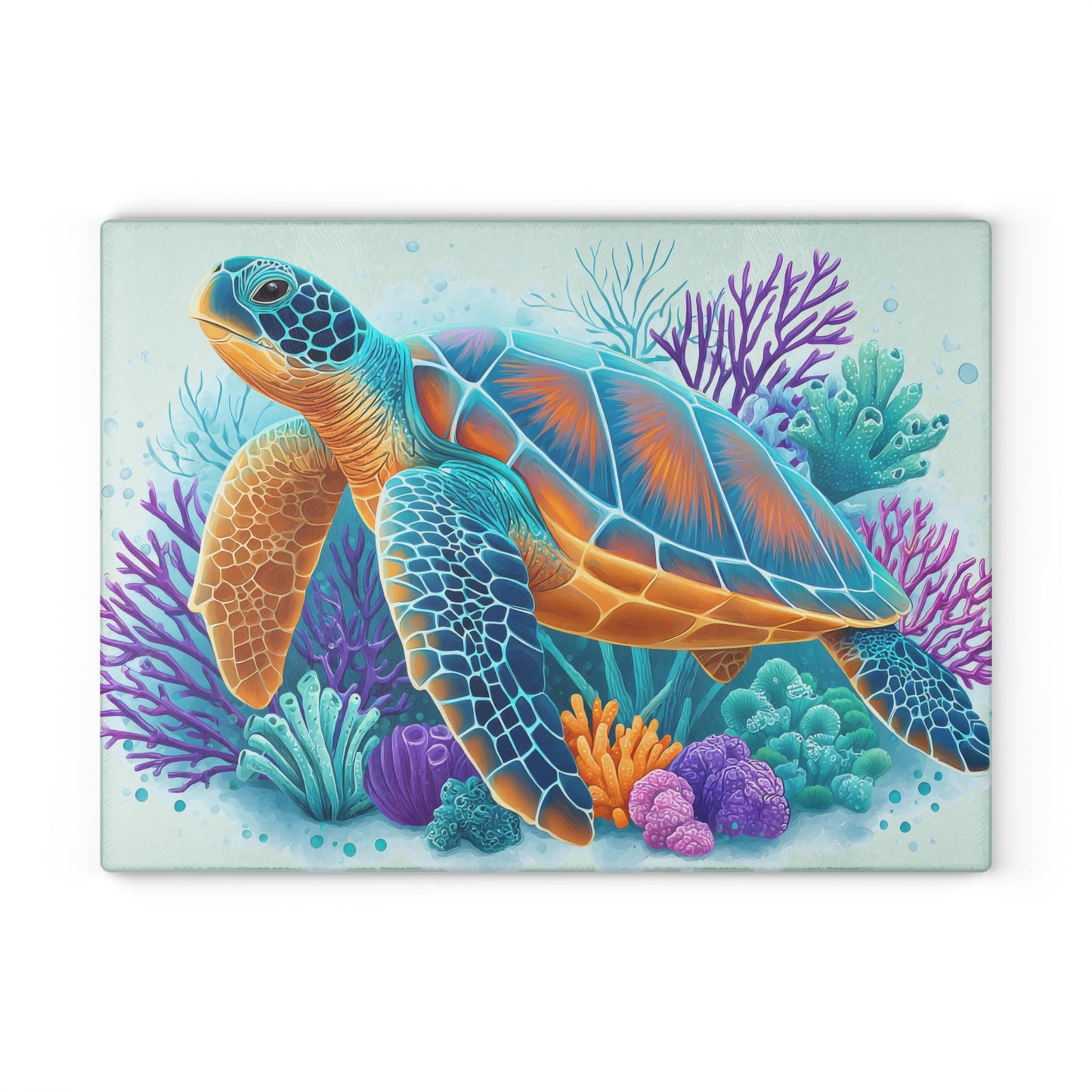 Tabla de cortar con diseño de tortuga de arrecife vibrante: sumérgete en el color del océano