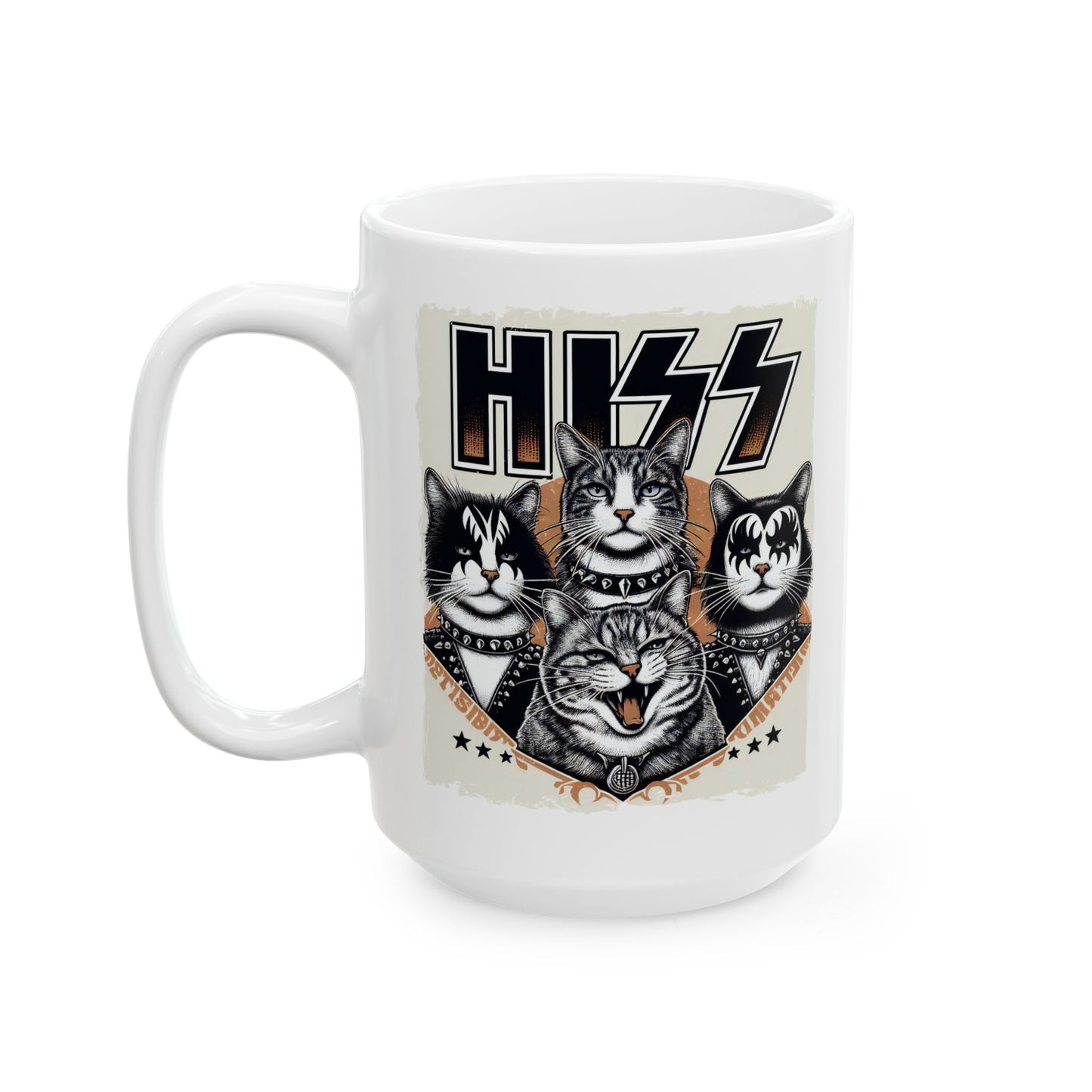 🎸🐾 "HISS" Rock Band Cat Mug – Purrfectly Loud, Proud & Hilarious 🐾🎸