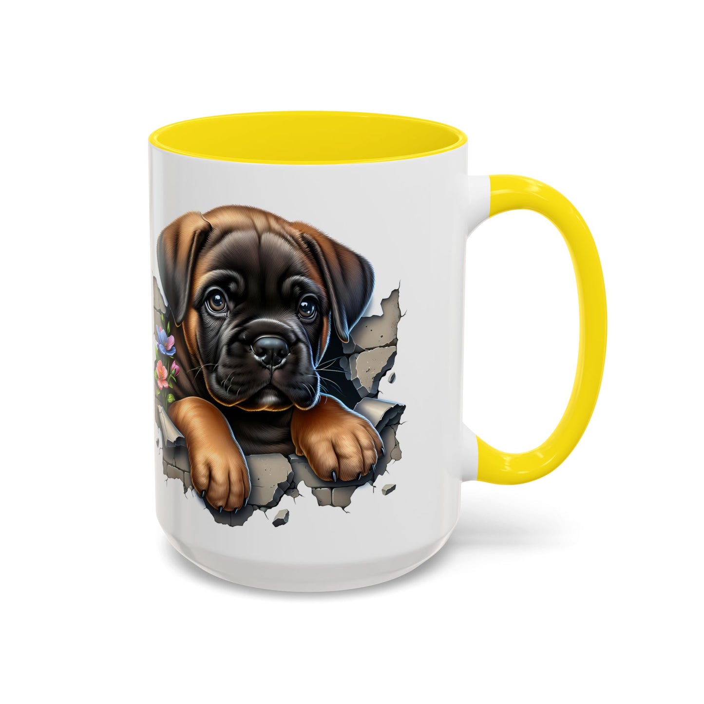 🧡 Boxer Puppy Accent Mug – Adorable Peek-Through Cup for Dog Lovers