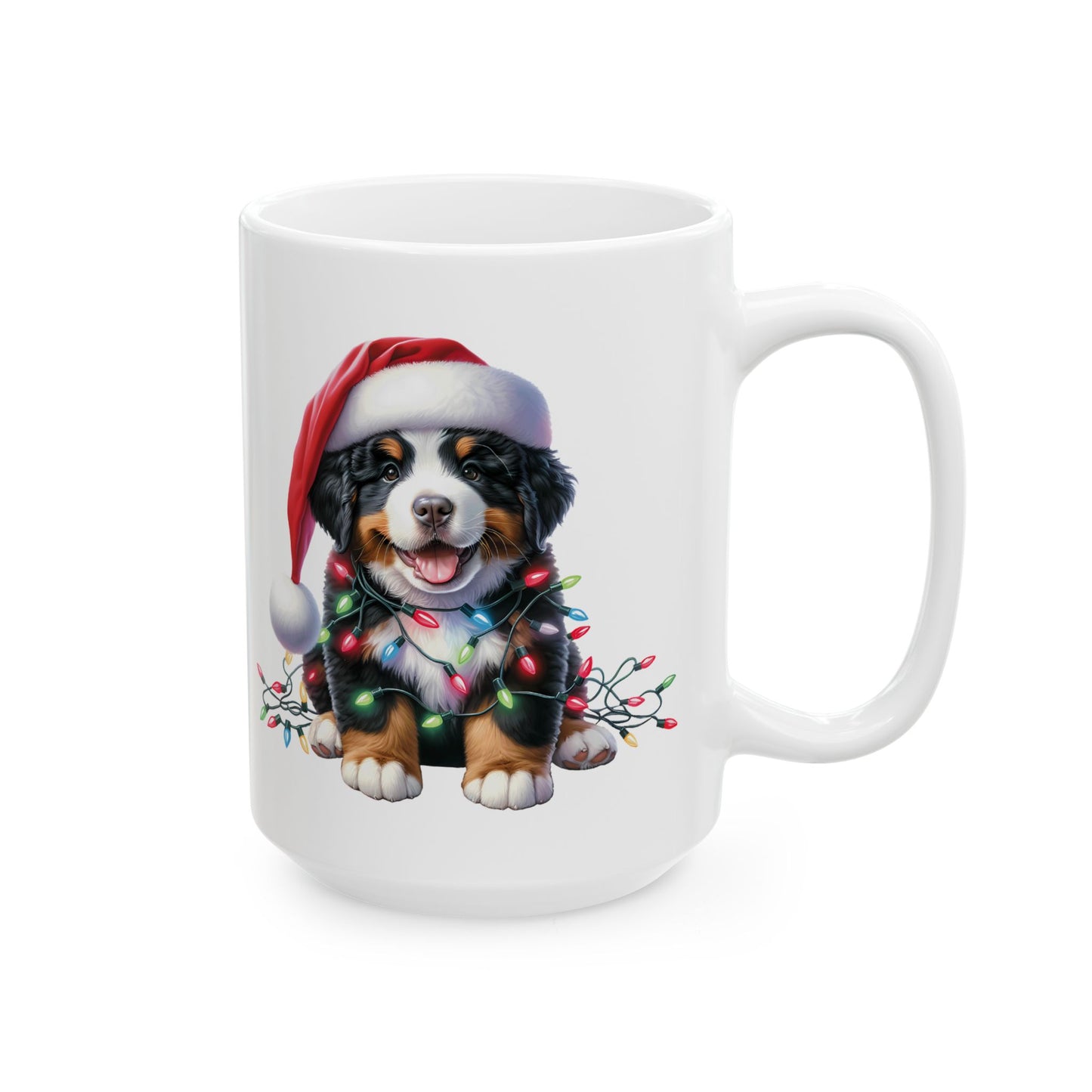 🎄 Bernese Mountain Dog Christmas Lights Mug – Cozy Charm for the Holidays 🐶