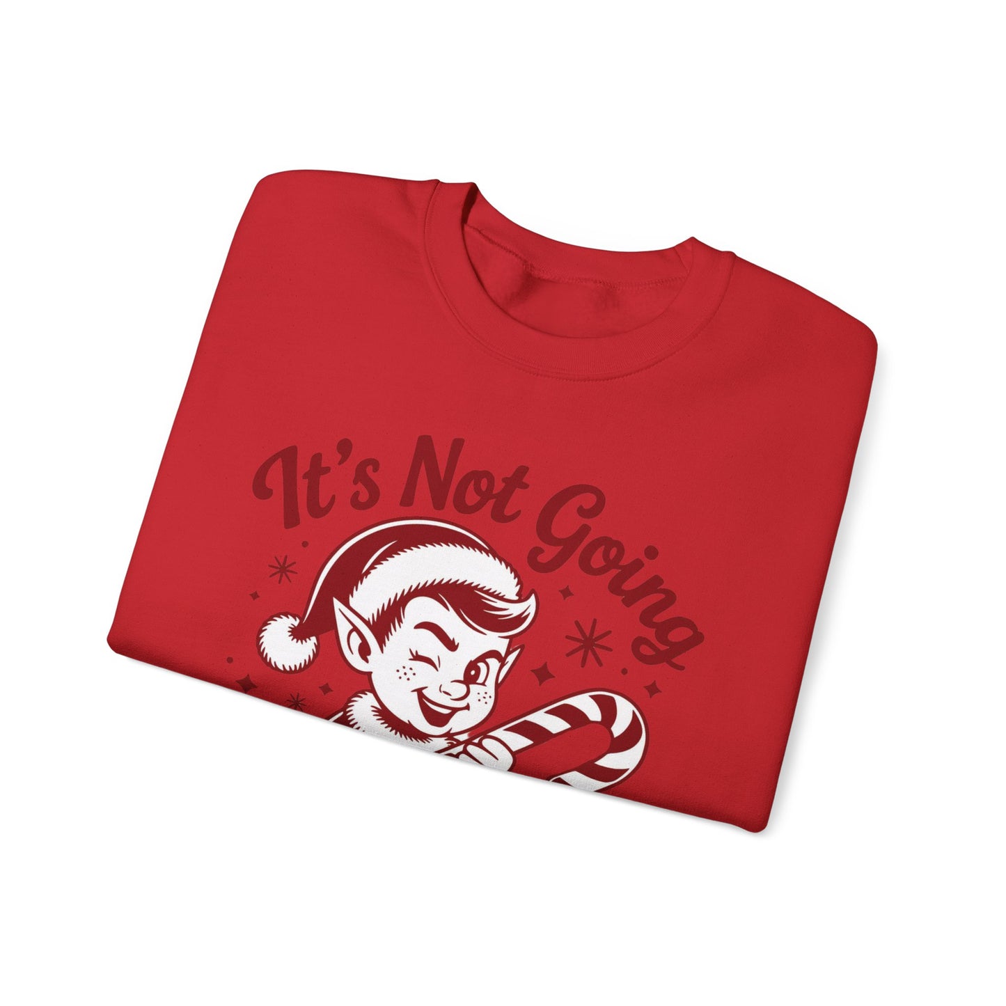 🍭😅 “It’s Not Going To Lick Itself” Men’s Funny Elf Sweatshirt – Bold Candy Cane Humor Crewneck