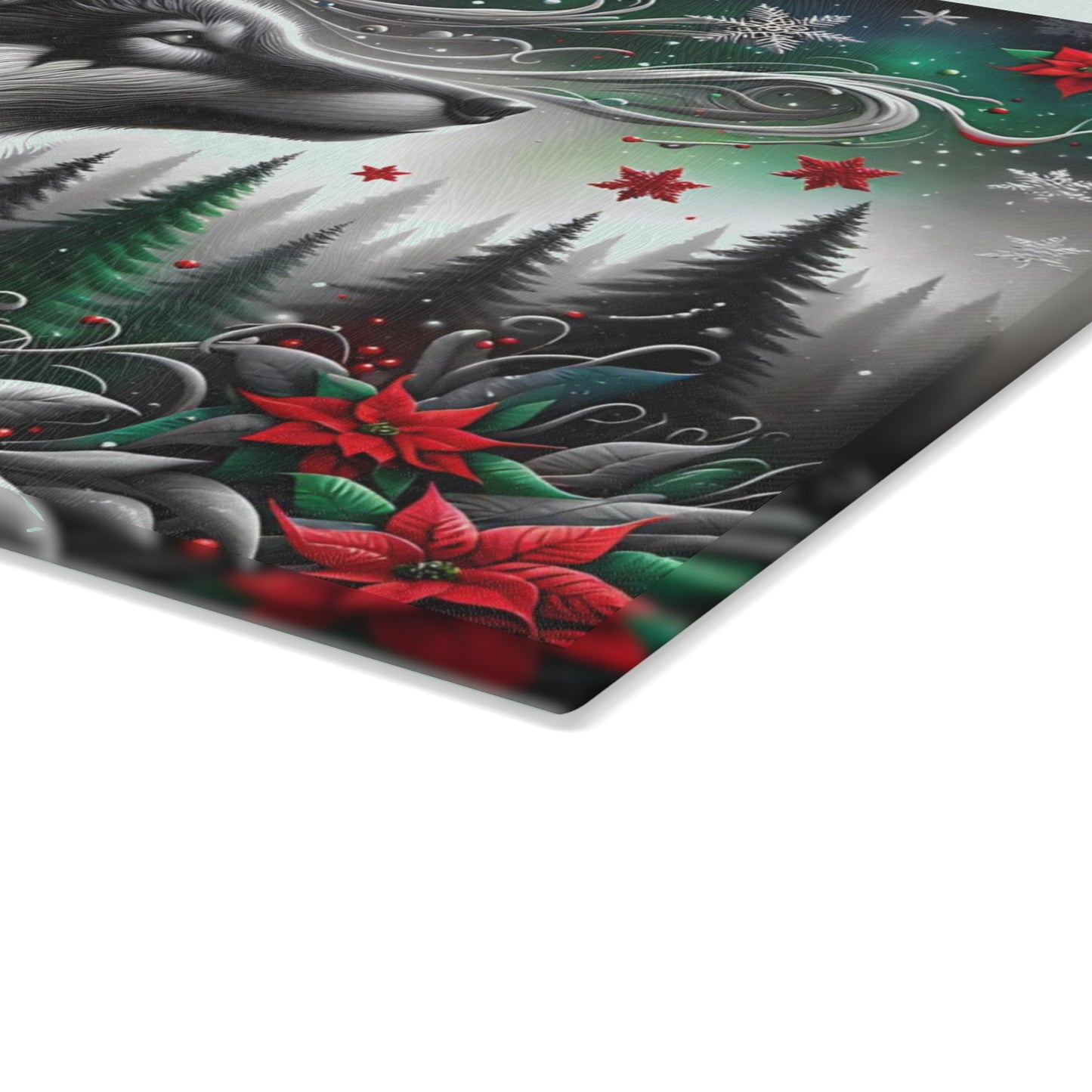 🐺❄️ “Moonlit Winter Wolf” Glass Cutting Board – Bold, Modern Wild Beauty for Your Kitchen