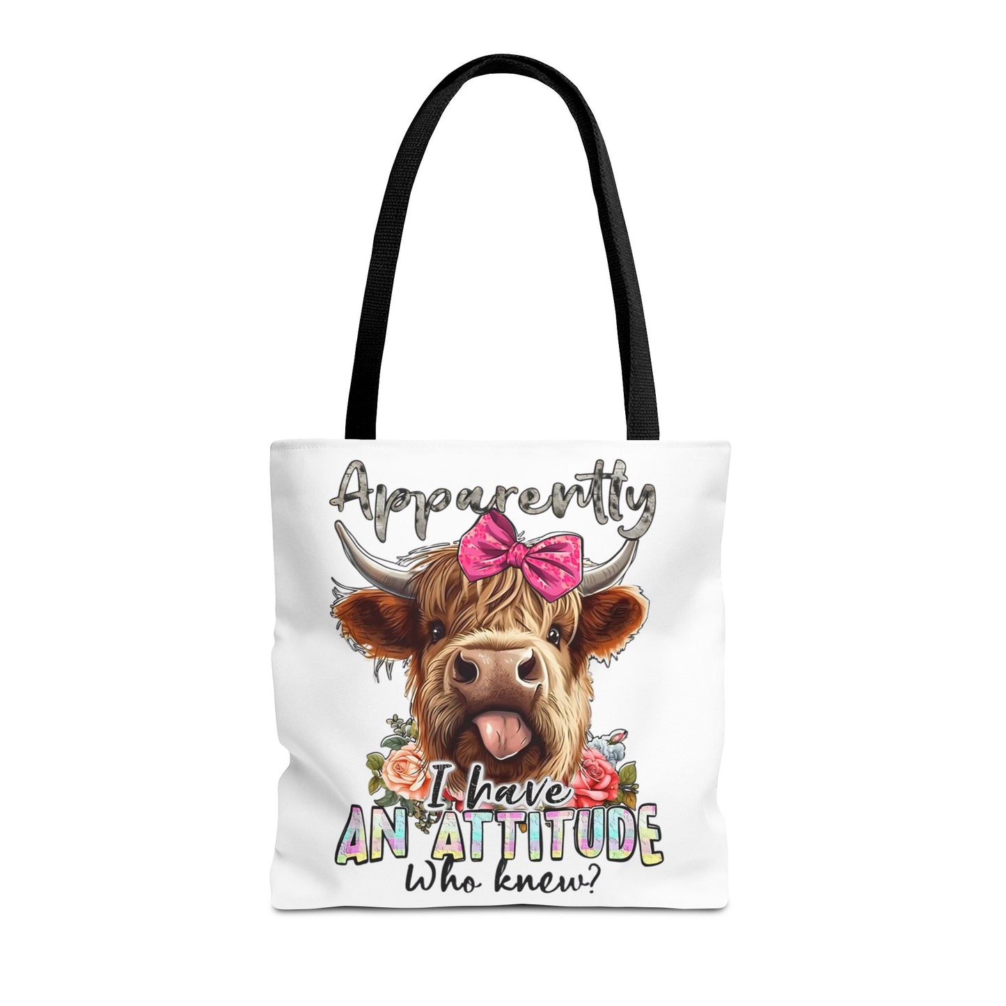 🐄 Al parecer, tengo actitud: bolso tote Sassy Cow con lazo rosa 🌸