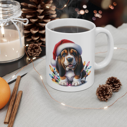 🎄 Basset Hound Christmas Mug – Festive Floppy Ears & Holiday Cheer 🐾