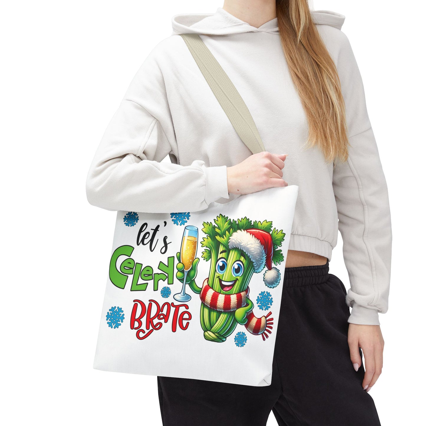 🥂 Let’s Celery-brate Christmas Tote Bag – Fun, Festive & Eco-Friendly 🎄