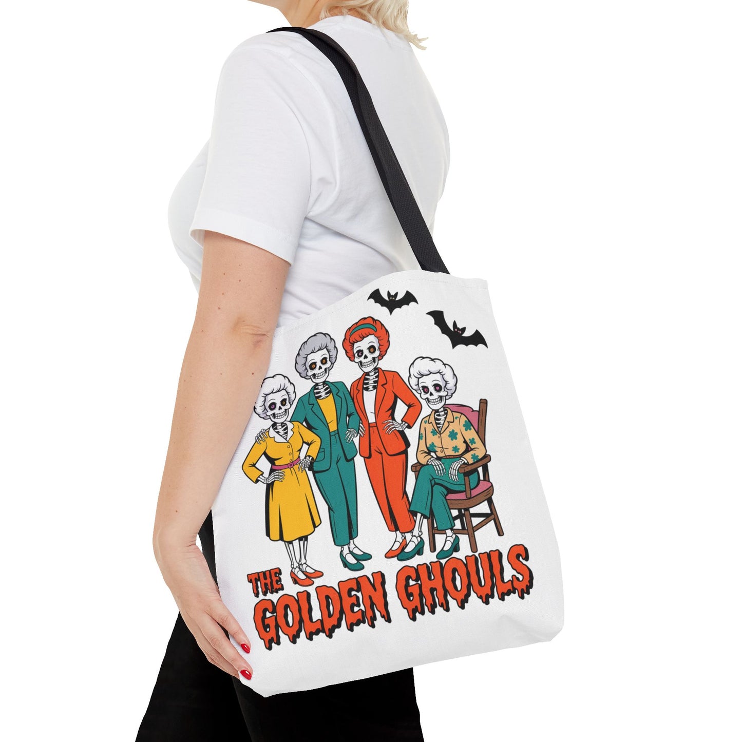 🖤 Retro Skeleton Squad Tote Bag – Spooky Chic Style for Halloween 👻👜