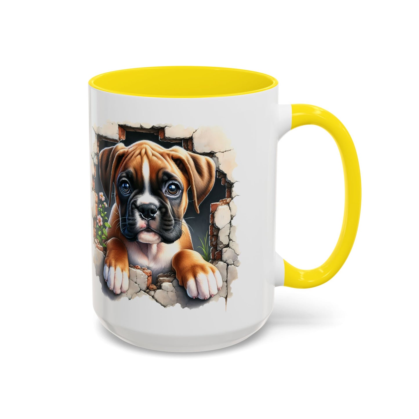 🐶☕ Boxer Puppy Peek Accent Mug – Adorable Dog Lover Gift ✨💛